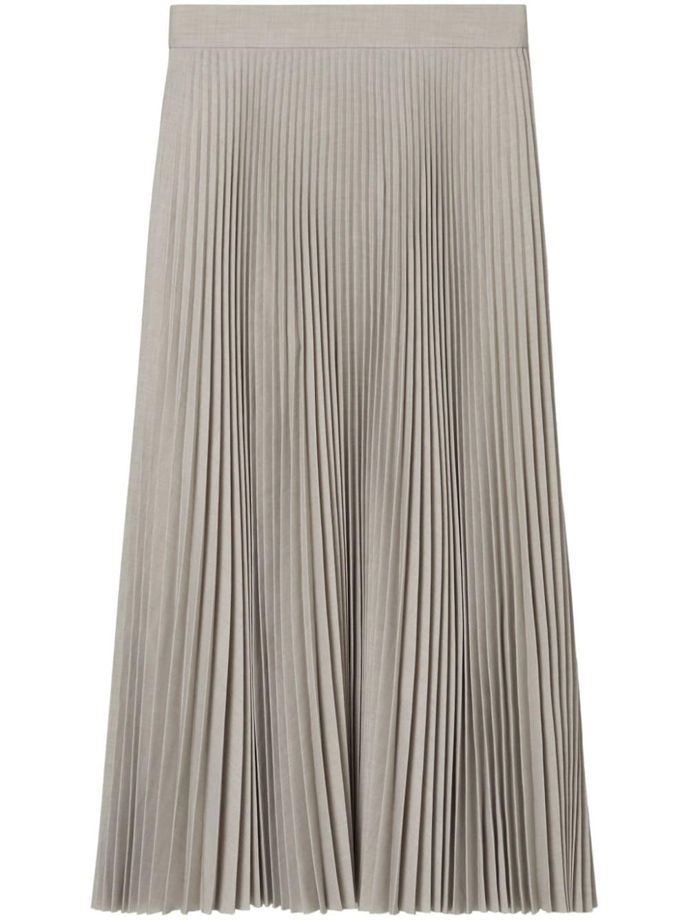 Tory Burch feather-trim pleated midi skirt - Grey von Tory Burch