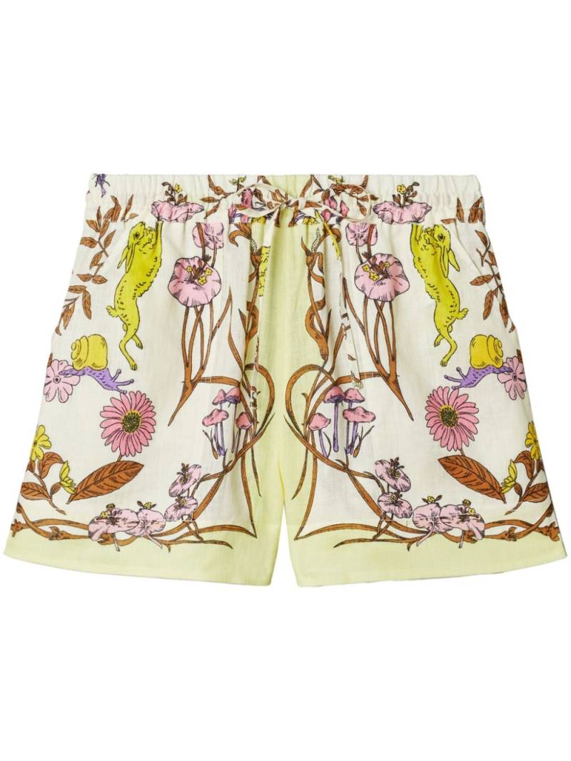 Tory Burch floral-print linen shorts - Neutrals von Tory Burch