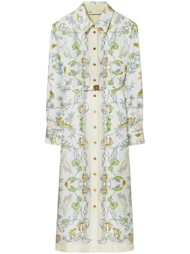 Tory Burch floral-print shirt-twill shirtdress - Neutrals von Tory Burch