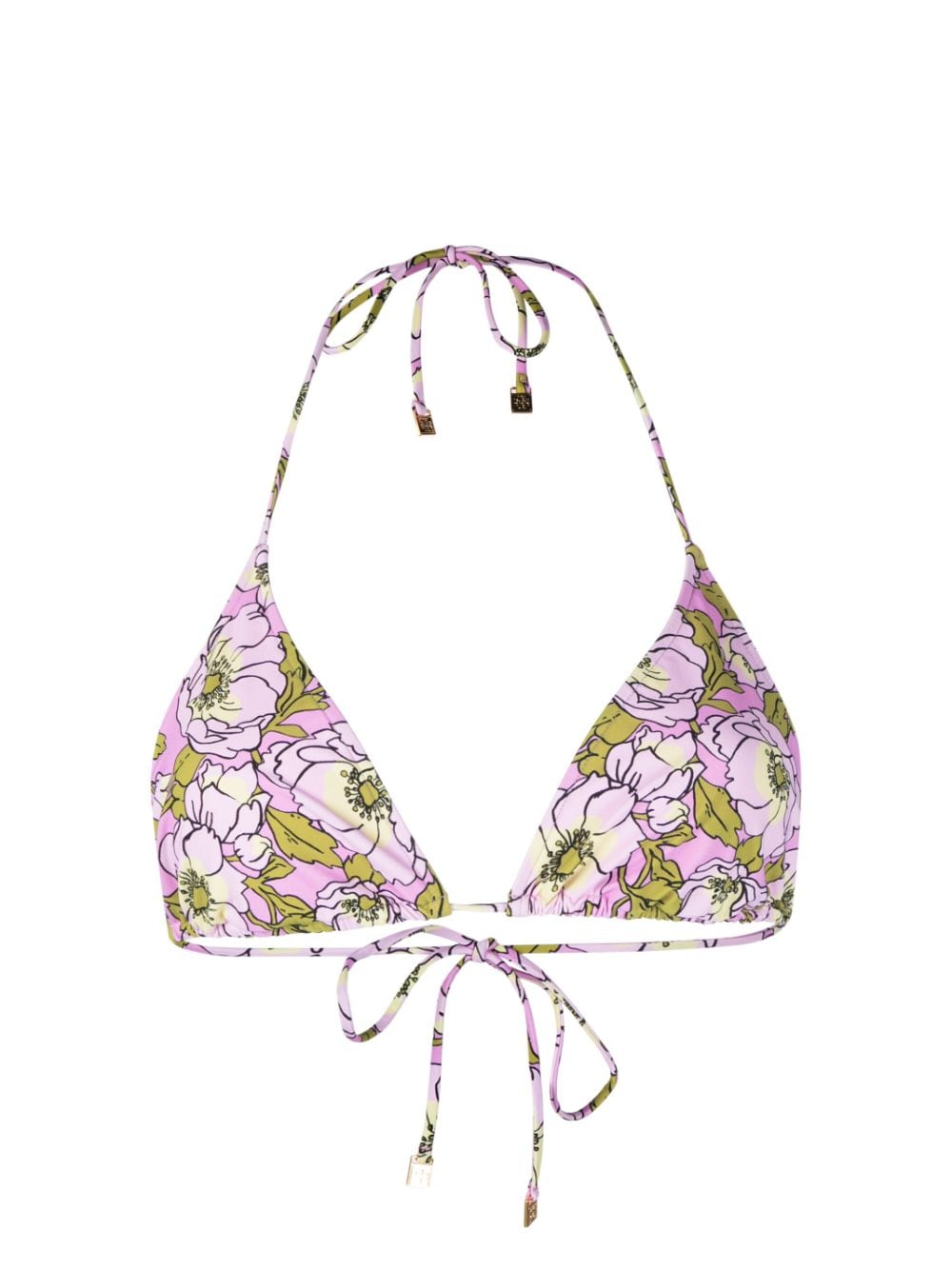 Tory Burch floral-print triangle bikini top - Pink von Tory Burch