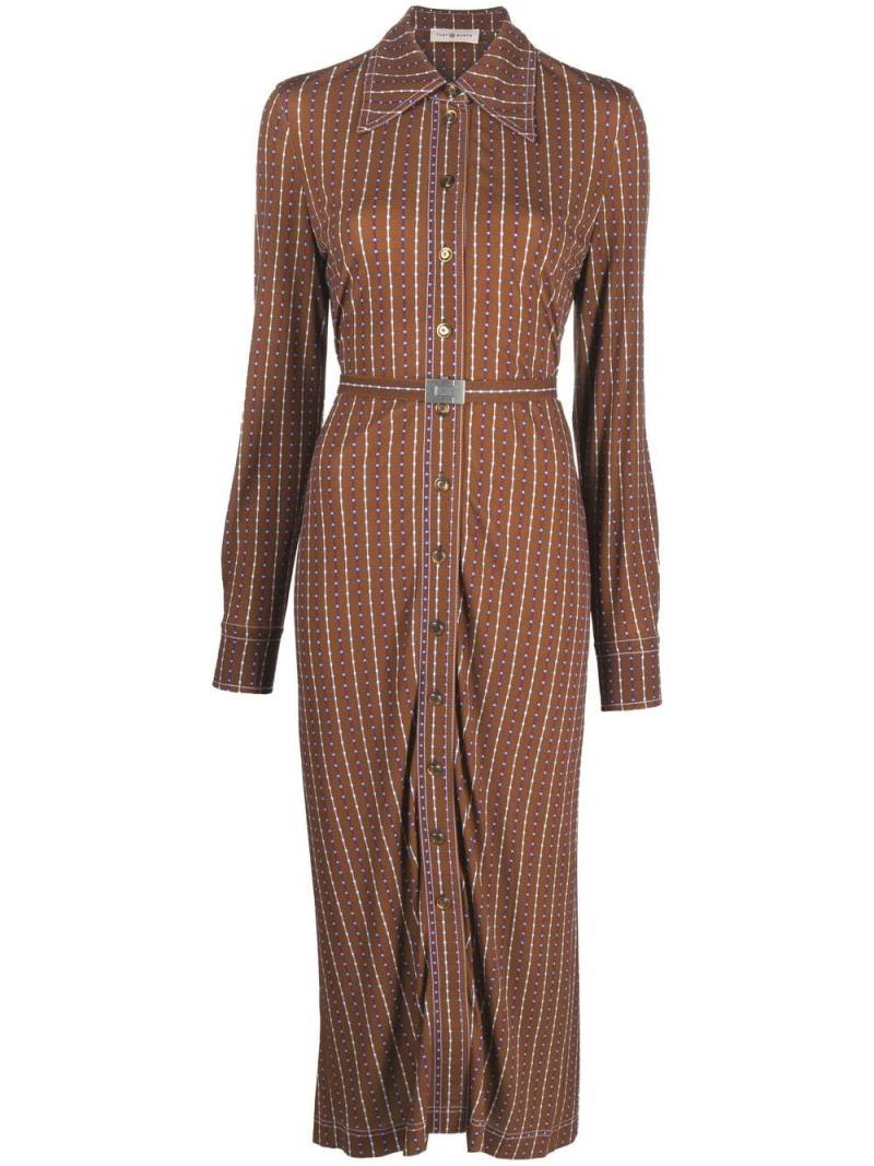 Tory Burch geometric-print shirt dress - Brown von Tory Burch