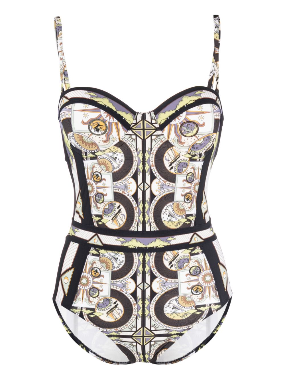 Tory Burch illustration-print underwire-cup swimsuit - Neutrals von Tory Burch