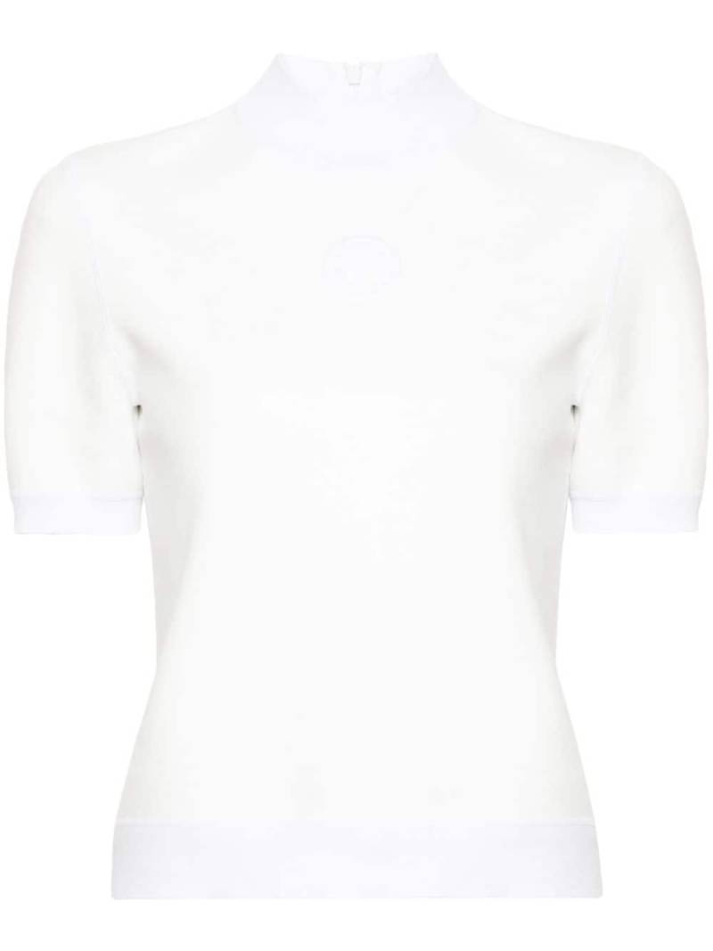 Tory Burch logo-embossed mock-neck T-shirt - White von Tory Burch
