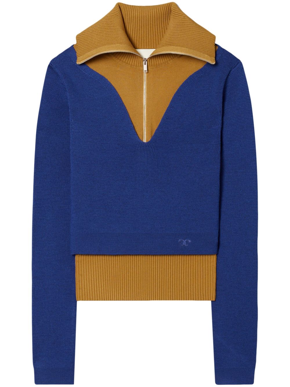 Tory Burch logo-embroidered double-layer jumper - Blue von Tory Burch