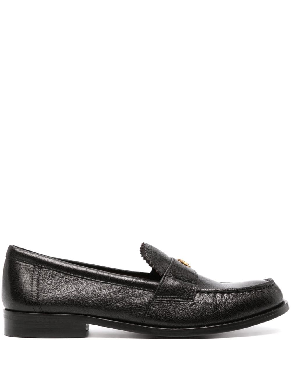 Tory Burch logo-plaque leather loafer - Black von Tory Burch