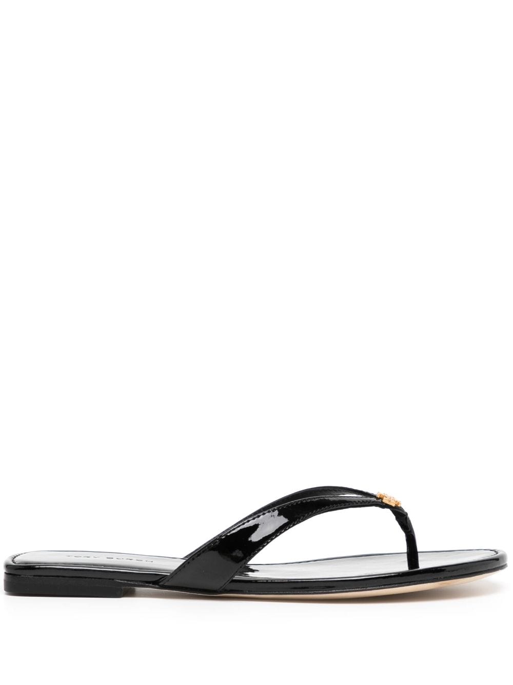 Tory Burch logo-plaque leather slides - Black von Tory Burch