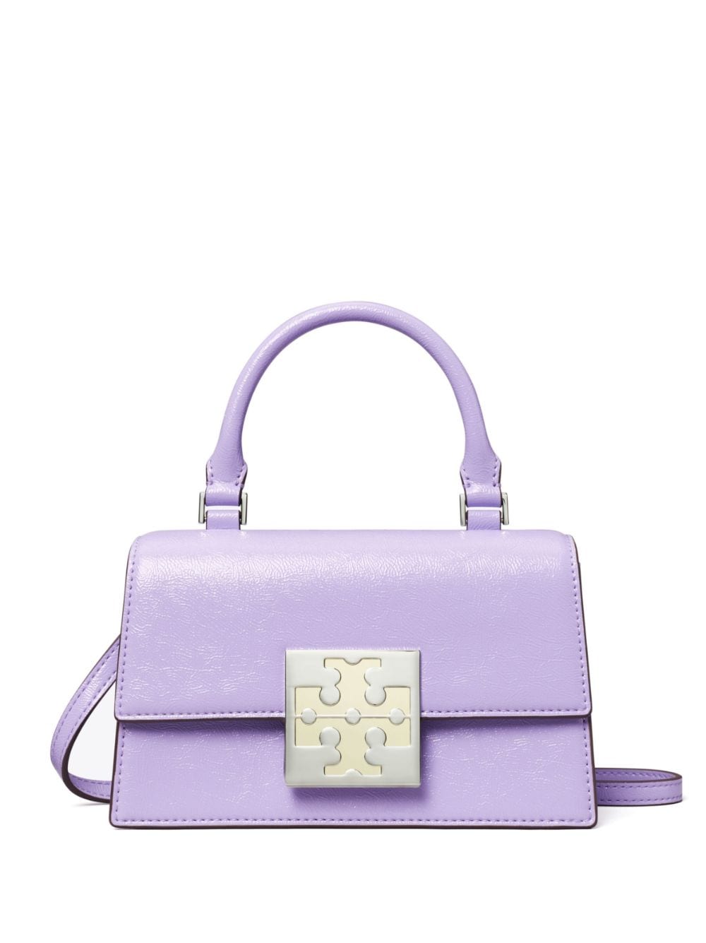 Tory Burch mini Bon Bon patent-leather tote bag - Purple von Tory Burch