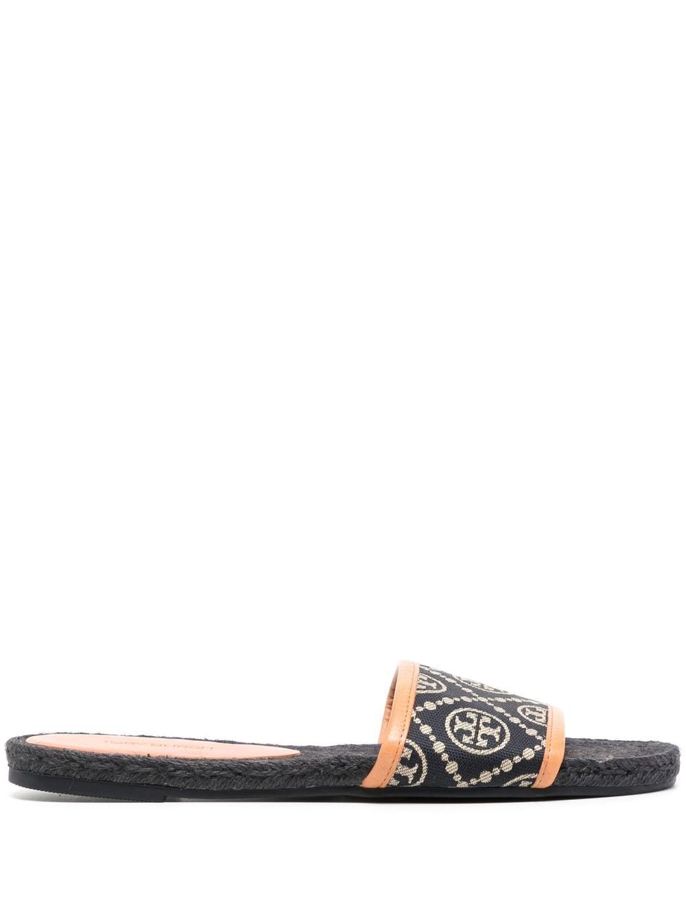 Tory Burch monogram flat slides - Black von Tory Burch