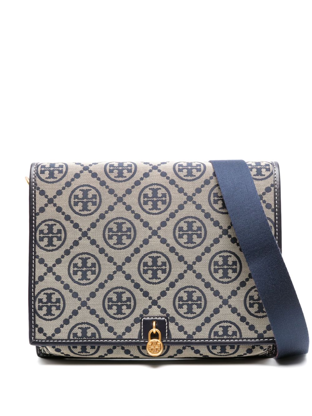 Tory Burch monogram-jacquard canvas crossbody bag - Blue von Tory Burch