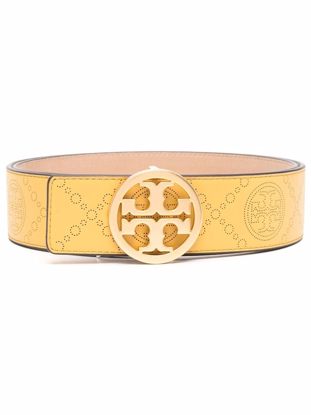 Tory Burch monogram leather buckle belt - Yellow von Tory Burch