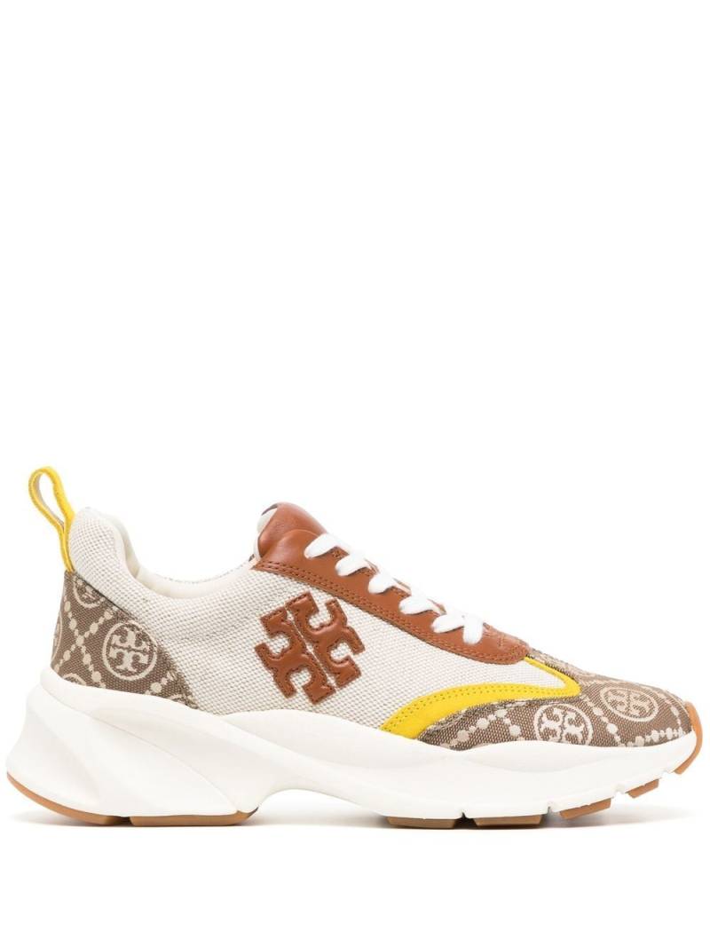 Tory Burch monogram-pattern lace-up sneakers - Brown von Tory Burch