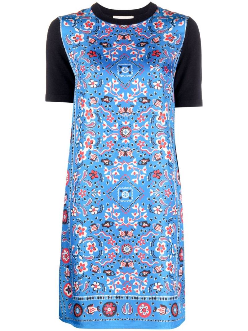 Tory Burch paisley-print short-sleeved minidress - Blue von Tory Burch