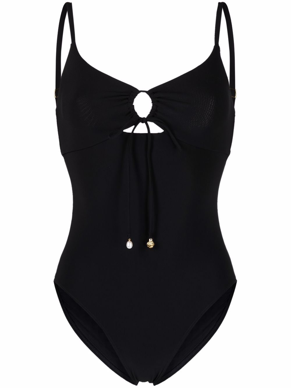 Tory Burch ruched cut-out swimsuit - Black von Tory Burch