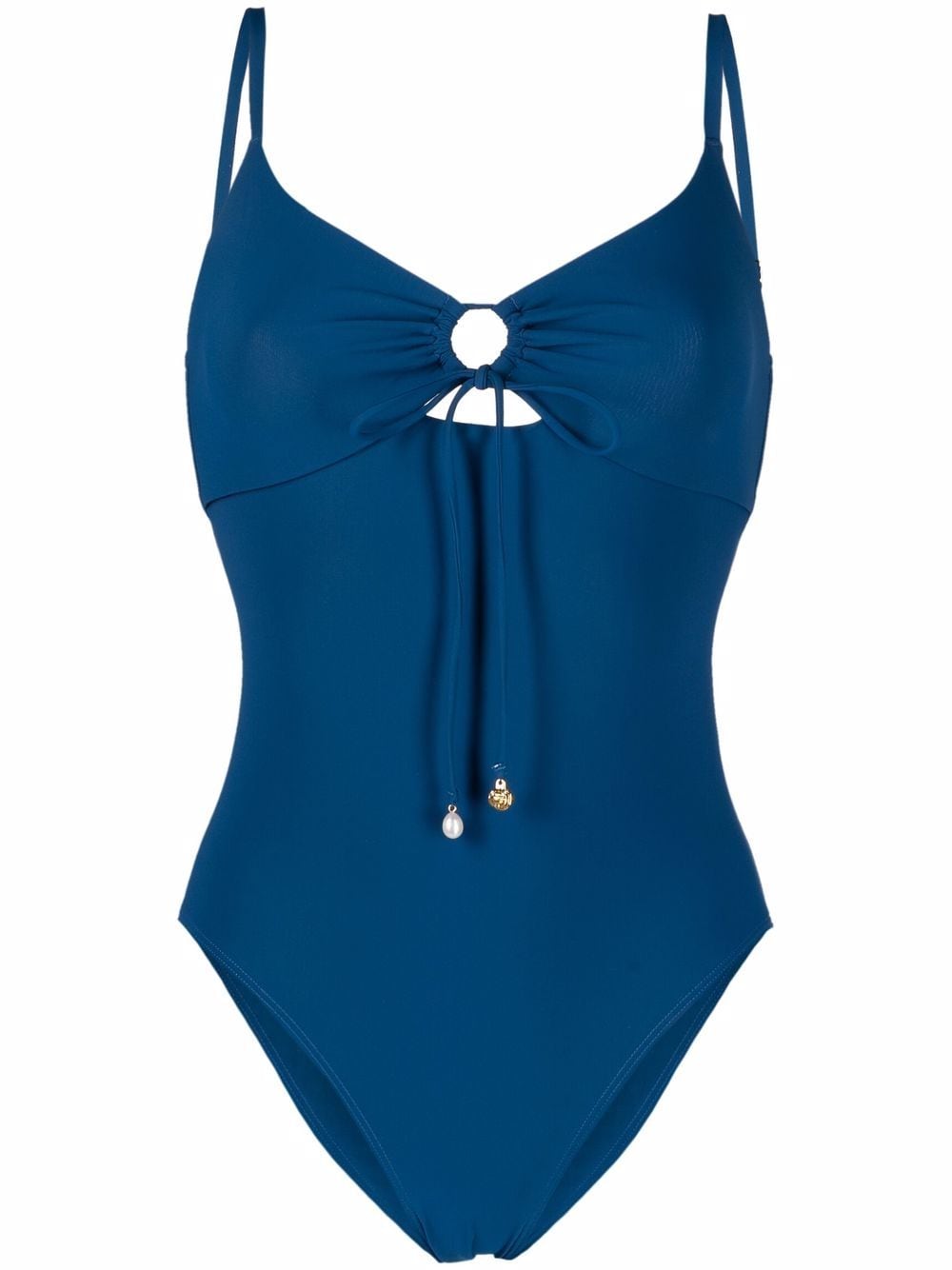 Tory Burch ruched cut-out swimsuit - Blue von Tory Burch