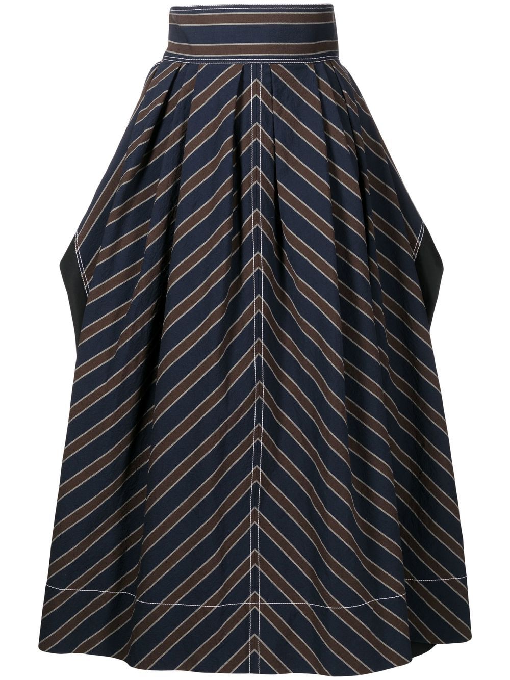 Tory Burch striped flared skirt - Black von Tory Burch