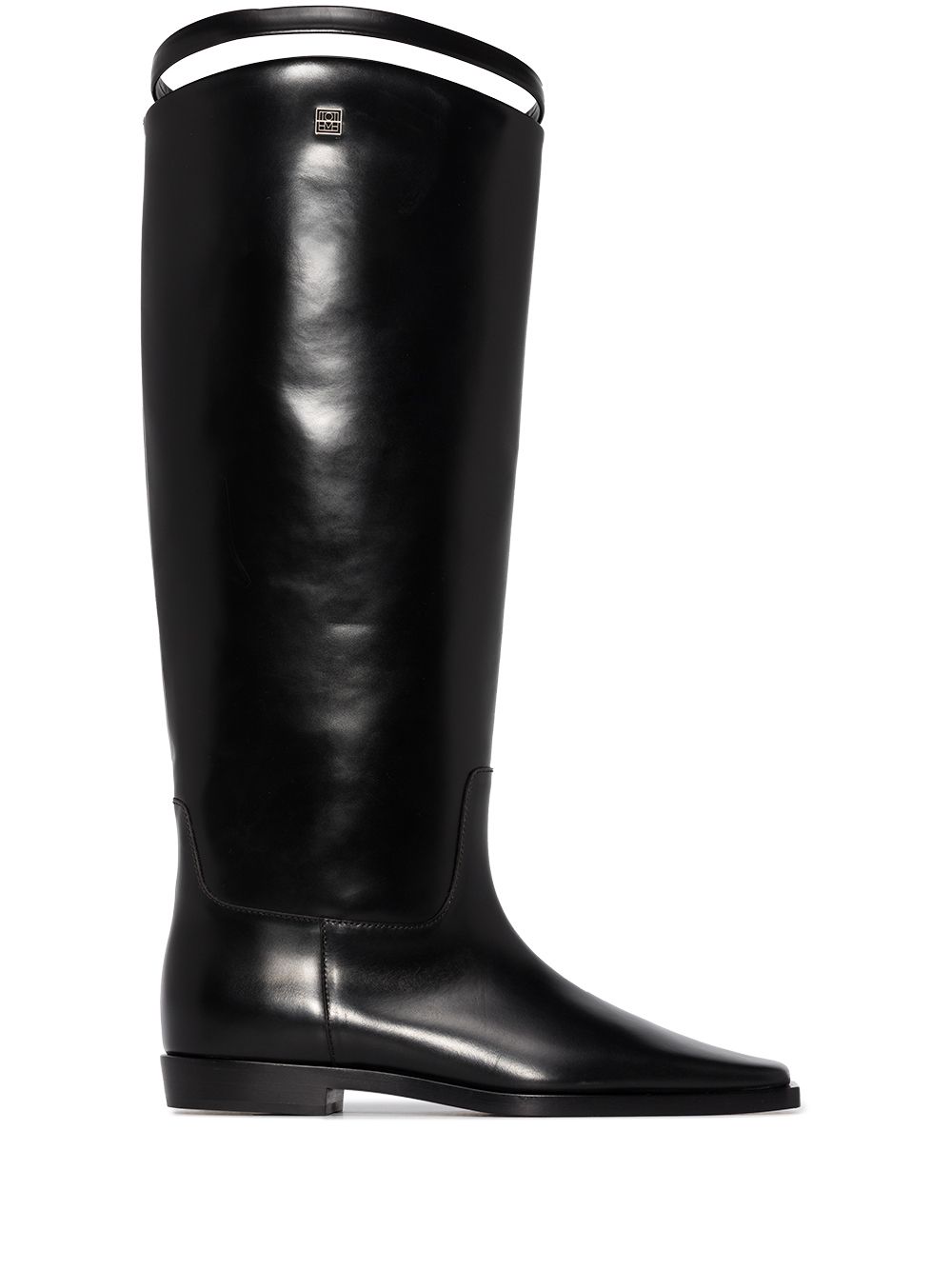 TOTEME square-toe strap riding boots - Black von TOTEME