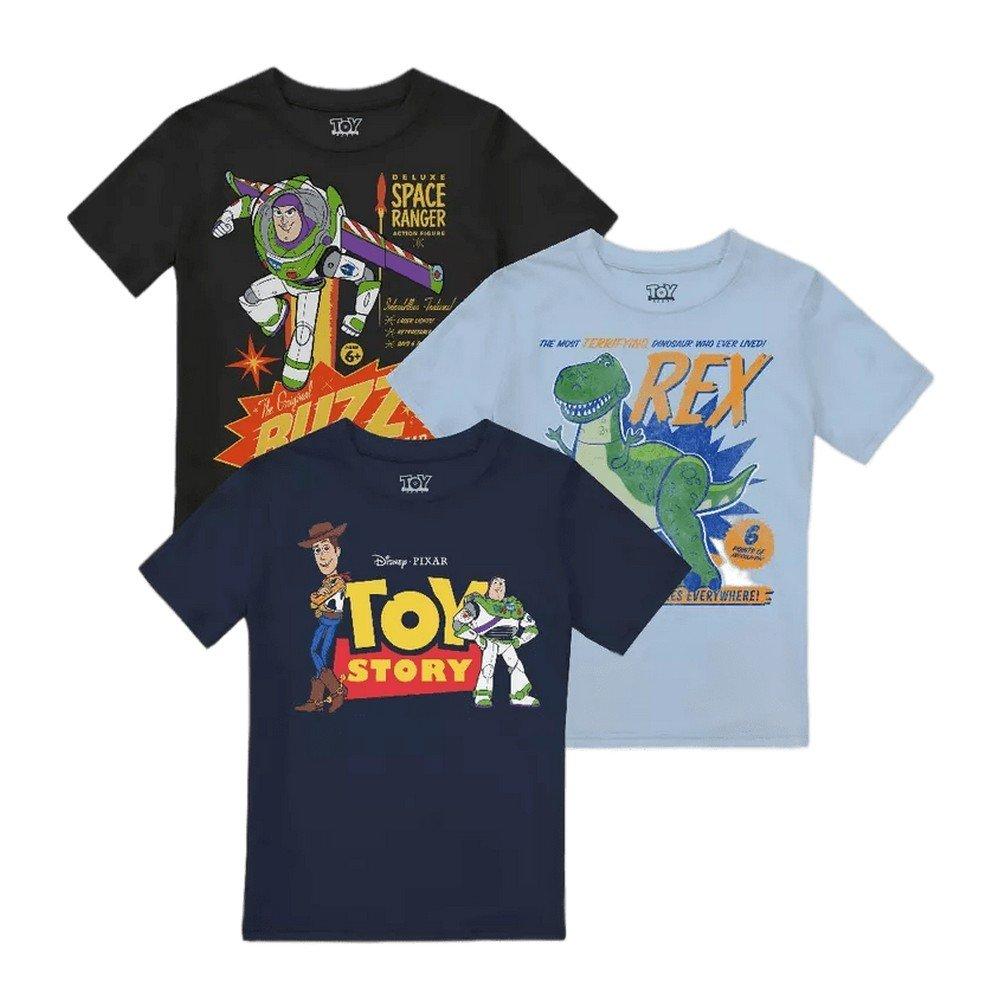 Buzz Woody & Rex Tshirt (3erpack) Jungen Blau 128 von Toy Story