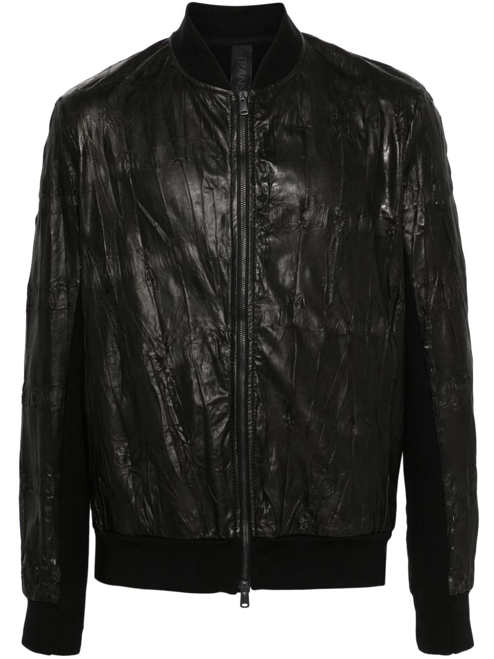Transit crinkled-effect panelled leather jacket - Black von Transit