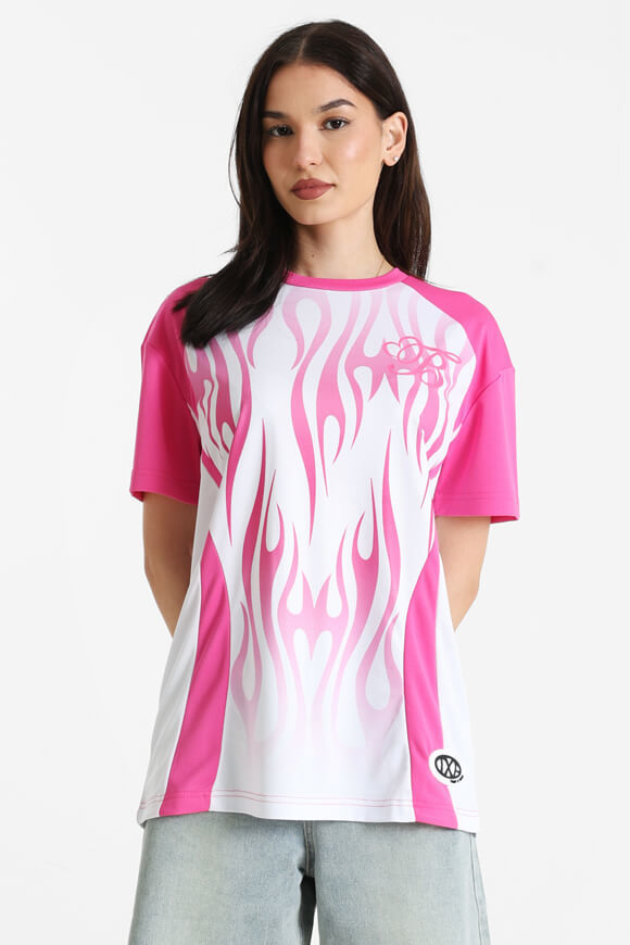 Trap X Bae Mesh Oversize T-Shirt | Rosa + Weiss | Damen  | M von Trap X Bae