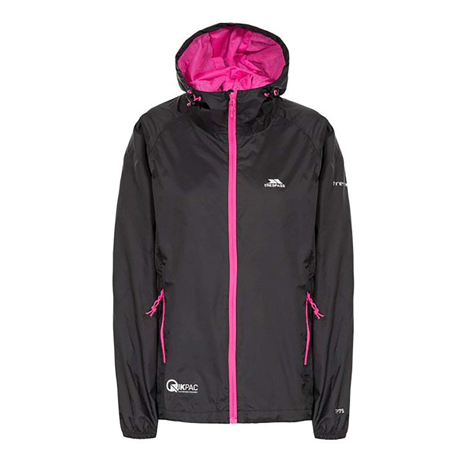 Qikpac Regenjacke, Wasserdicht, Verstaubar Damen Schwarz XL von Trespass