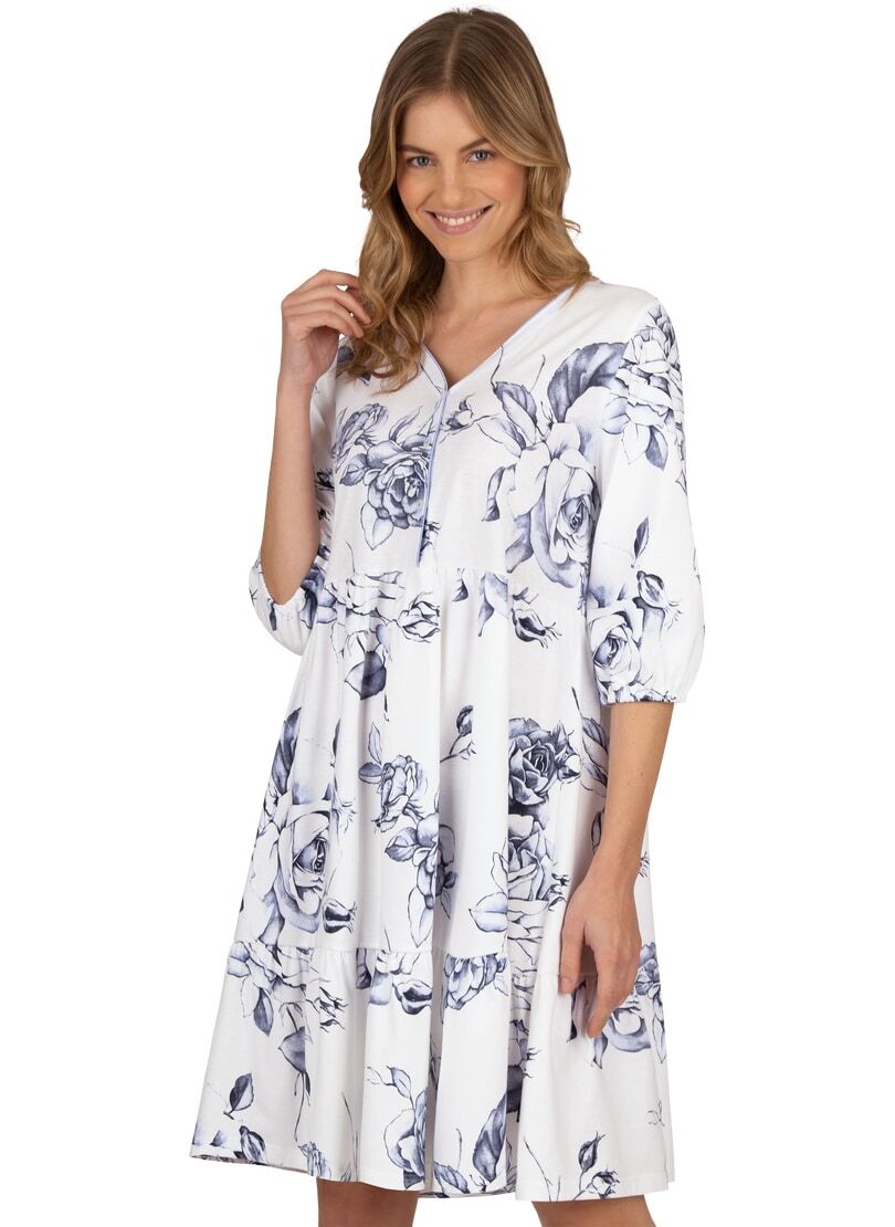 Trigema Jerseykleid »TRIGEMA Kleid mit 3/4-langen Armen und Rosen-Muster« von Trigema