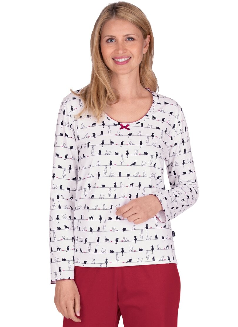 Trigema Schlafanzug »TRIGEMA Langarmshirt mit Katzenmotiv«, (1 tlg.) von Trigema