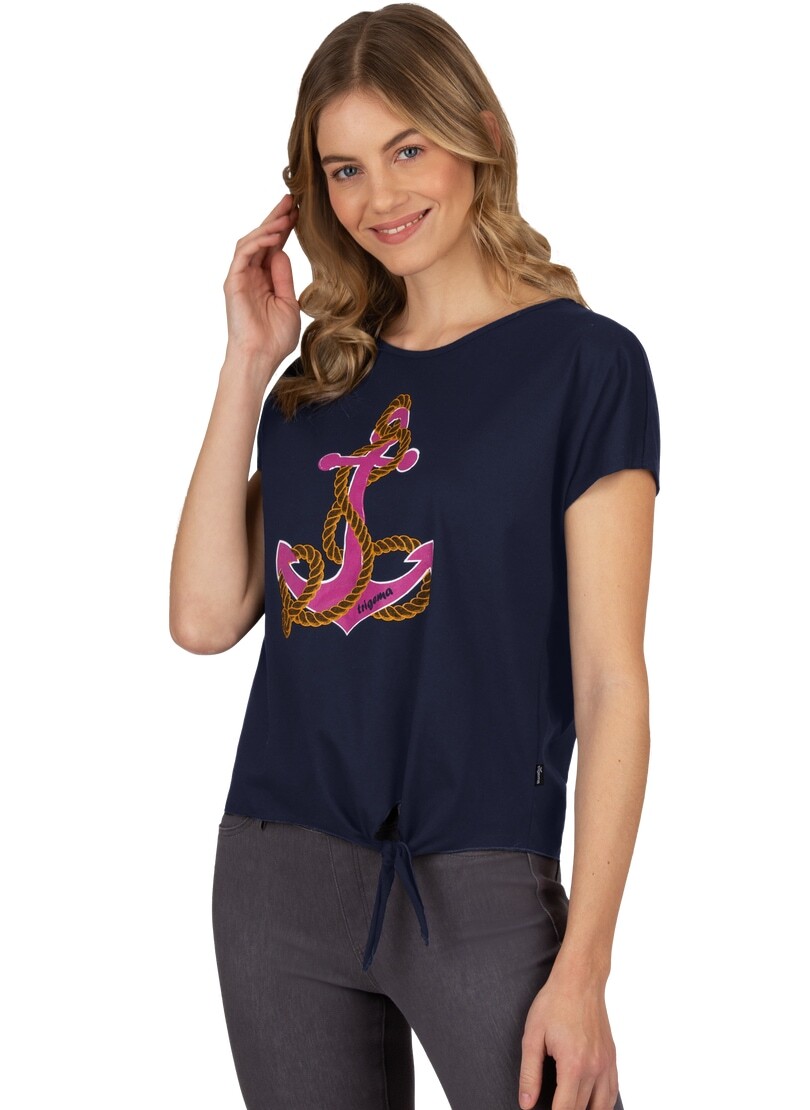 Trigema T-Shirt »TRIGEMA Shirt mit Anker-Motiv und Knoten am Saum« von Trigema