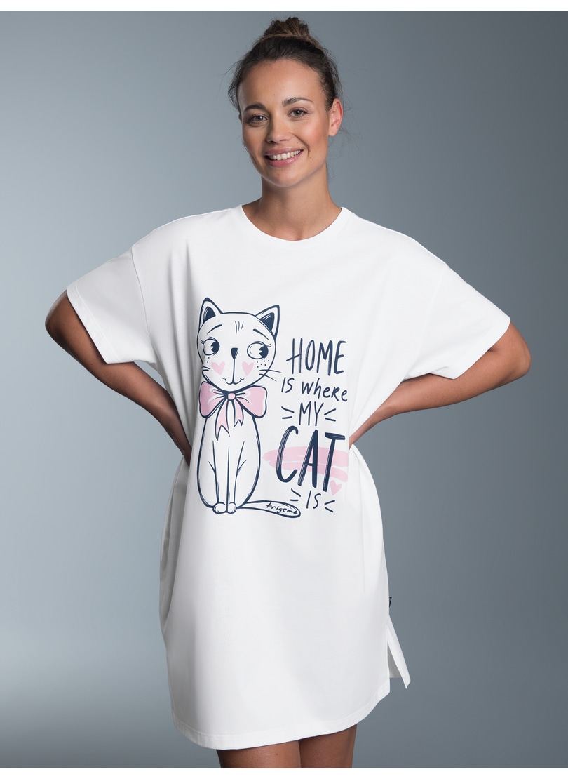 Trigema Pyjama »TRIGEMA Bigshirt mit süssem Katzen-Printmotiv«, (1 tlg.) von Trigema