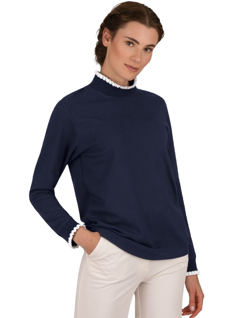 Trigema Sweatshirt »TRIGEMA Stehkragen Pullover mit Rüschen« von Trigema