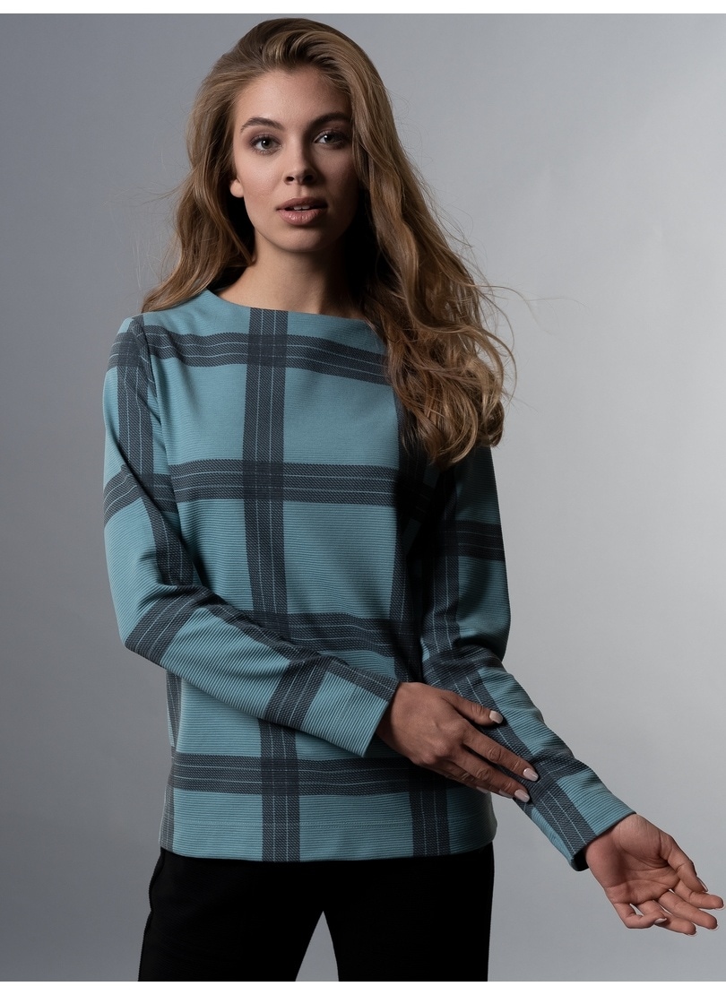 Trigema Sweatshirt »TRIGEMA Stehkragen Pullover mit Karo-Muster« von Trigema