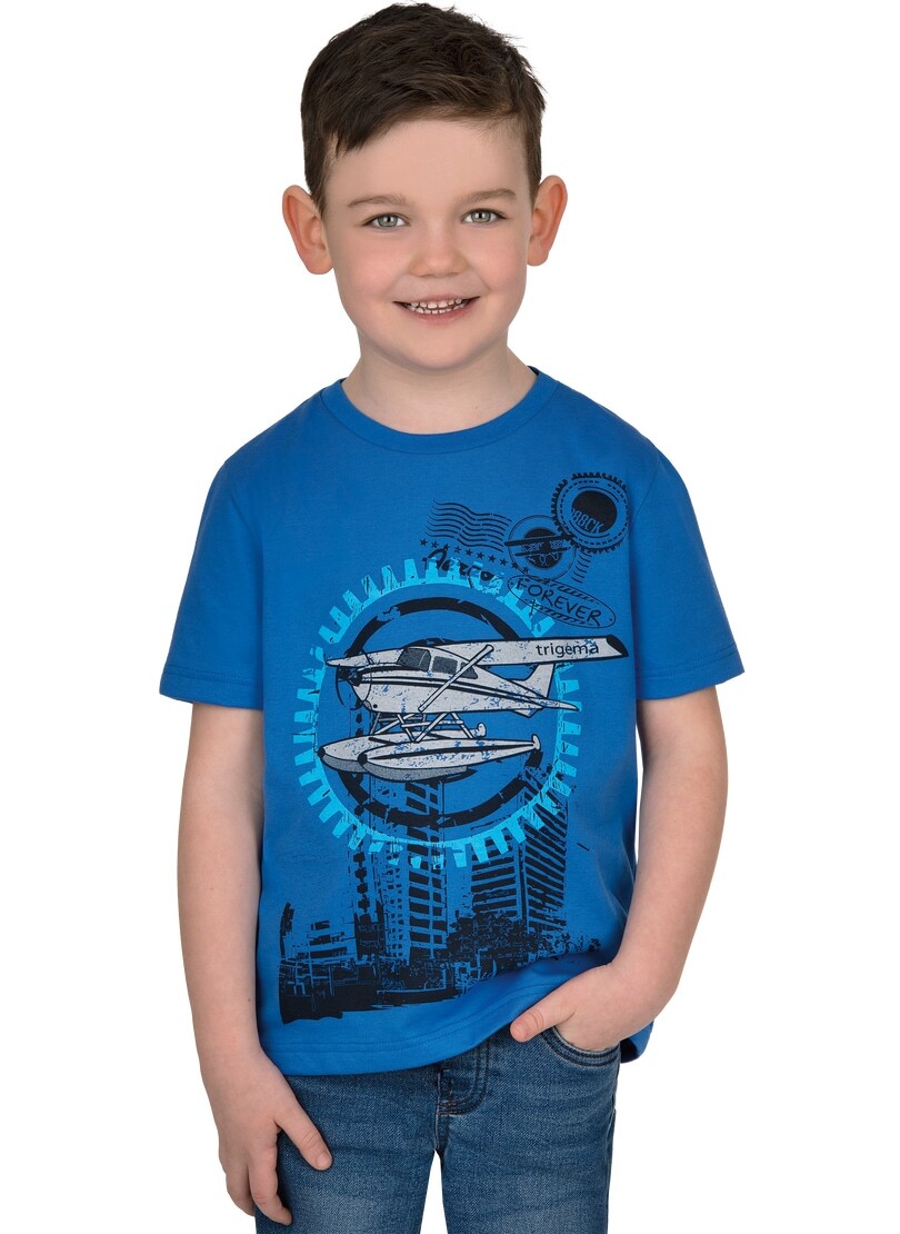 Trigema T-Shirt »TRIGEMA T-Shirt für Jungen mit Flugzeug-Druckmotiv«, (1 tlg.) von Trigema