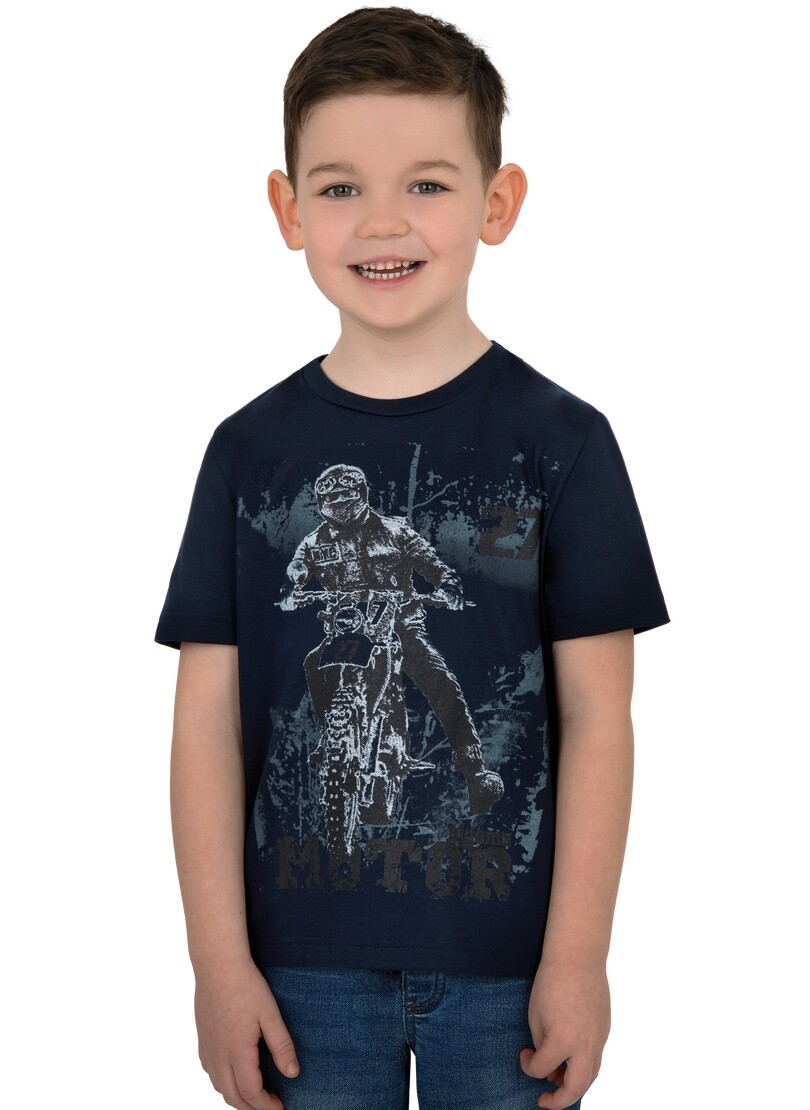 Trigema T-Shirt »TRIGEMA Jungen T-Shirt mit coolem Motorrad-Motiv«, (1 tlg.) von Trigema