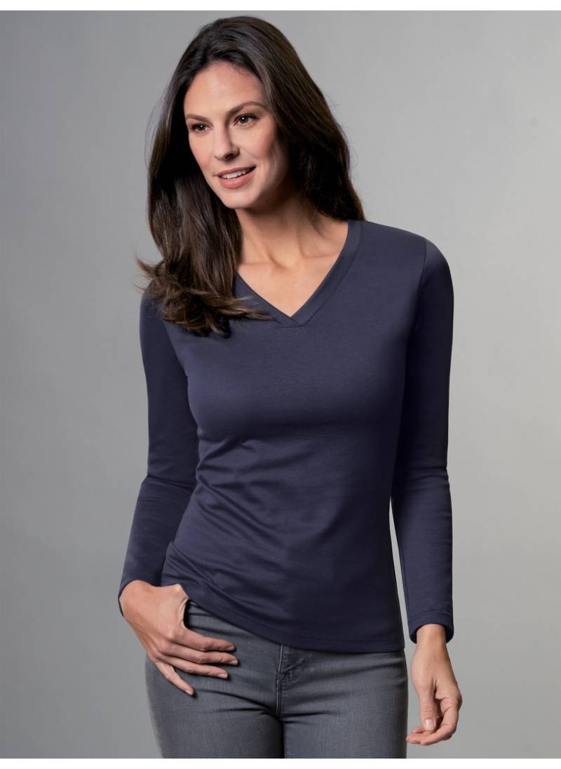 Trigema T-Shirt »TRIGEMA Langarmshirt mit V-Ausschnitt«, (1 tlg.) von Trigema