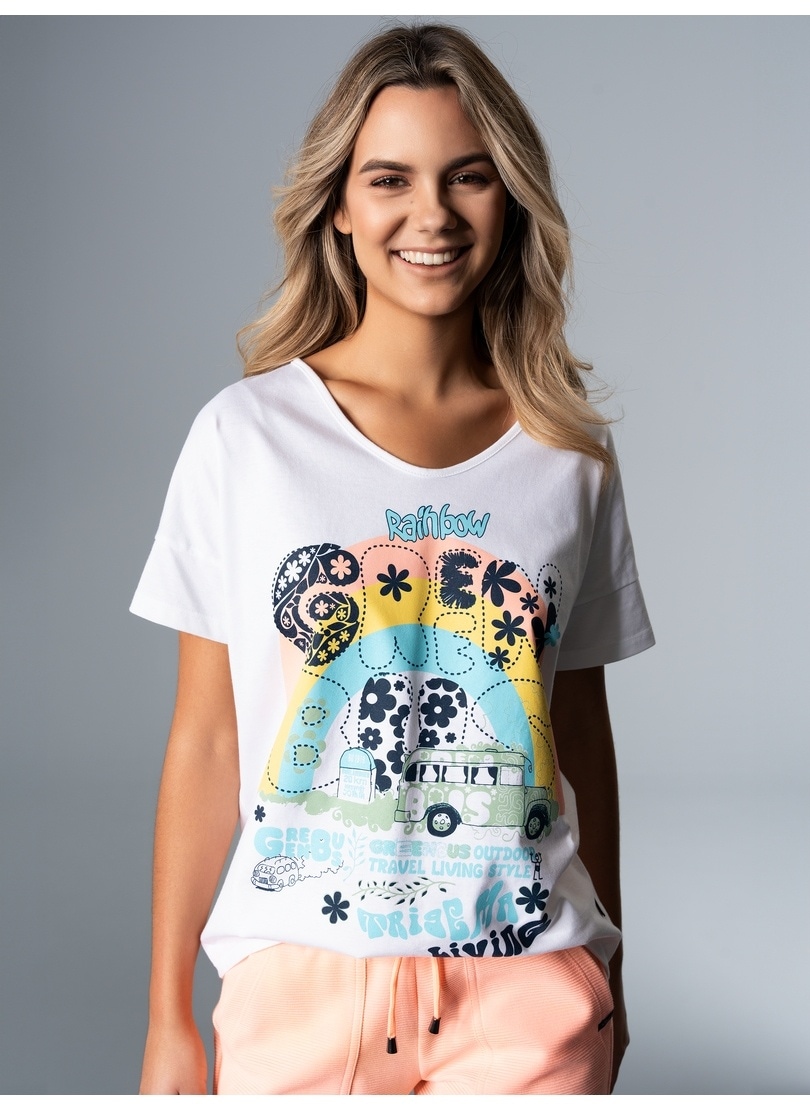 Trigema T-Shirt »TRIGEMA Oversized T-Shirt mit buntem Hippie-Print«, (1 tlg.) von Trigema