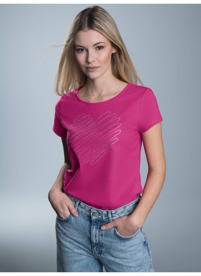 Trigema T-Shirt »TRIGEMA Slim Fit T-Shirt mit glitzerndem Herz-Printmotiv«, (1 tlg.) von Trigema