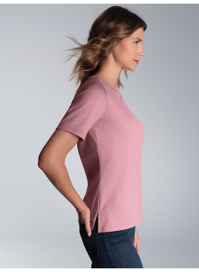 Trigema T-Shirt »TRIGEMA T-Shirt DELUXE Baumwolle mit Kristallsteinen«, (1 tlg.) von Trigema