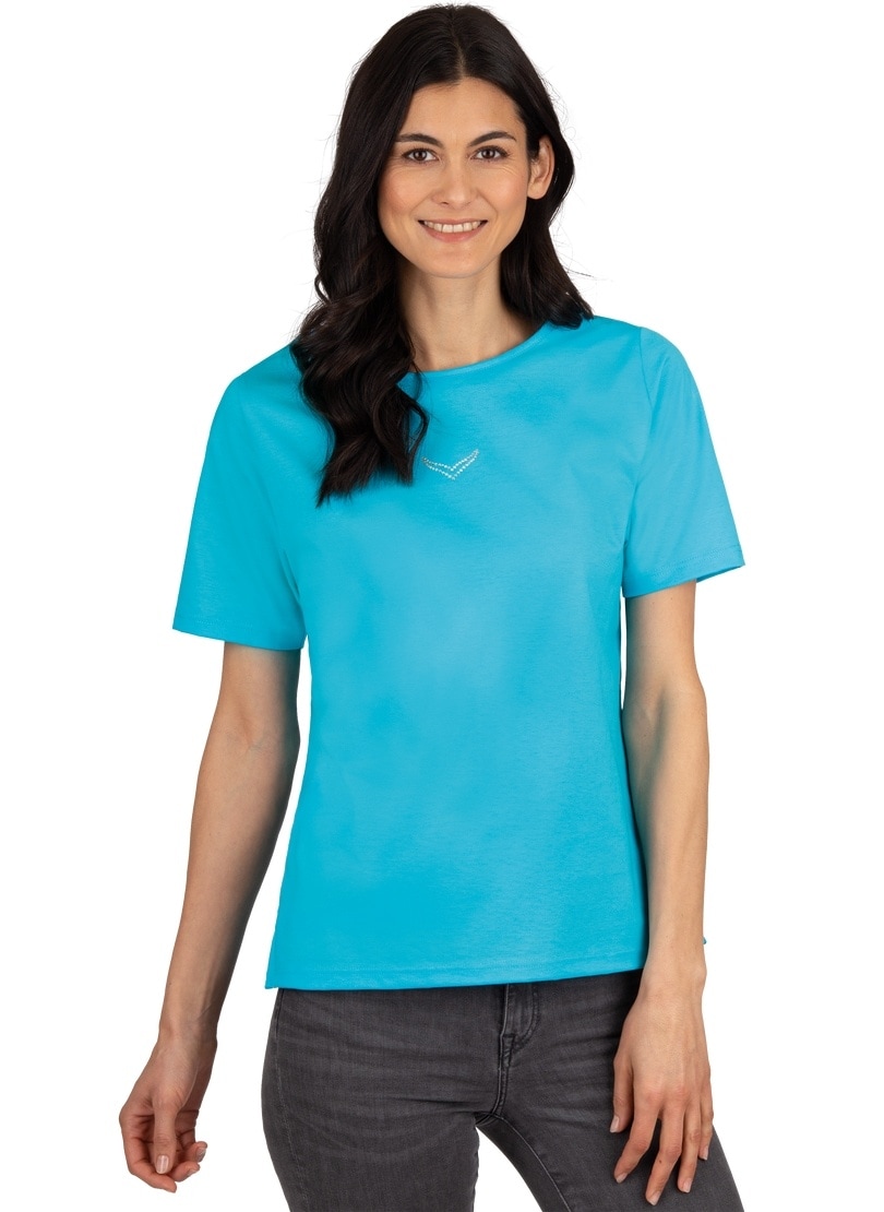 Trigema T-Shirt »TRIGEMA T-Shirt DELUXE Baumwolle mit Kristallsteinen«, (1 tlg.) von Trigema