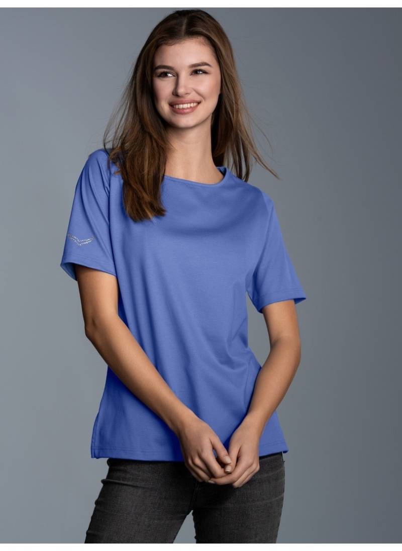Trigema T-Shirt »TRIGEMA T-Shirt DELUXE Baumwolle mit Kristallsteinen«, (1 tlg.) von Trigema