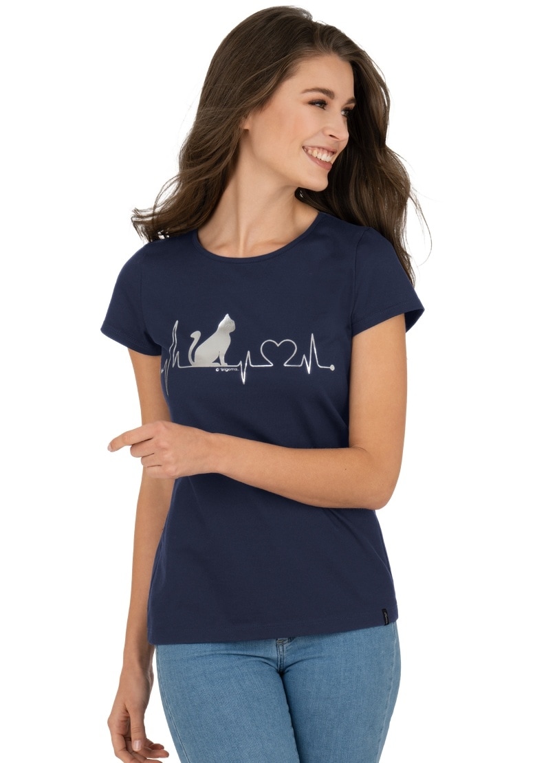 Trigema T-Shirt »TRIGEMA T-Shirt mit 1/4-Arm und Katzen-Druckmotiv« von Trigema