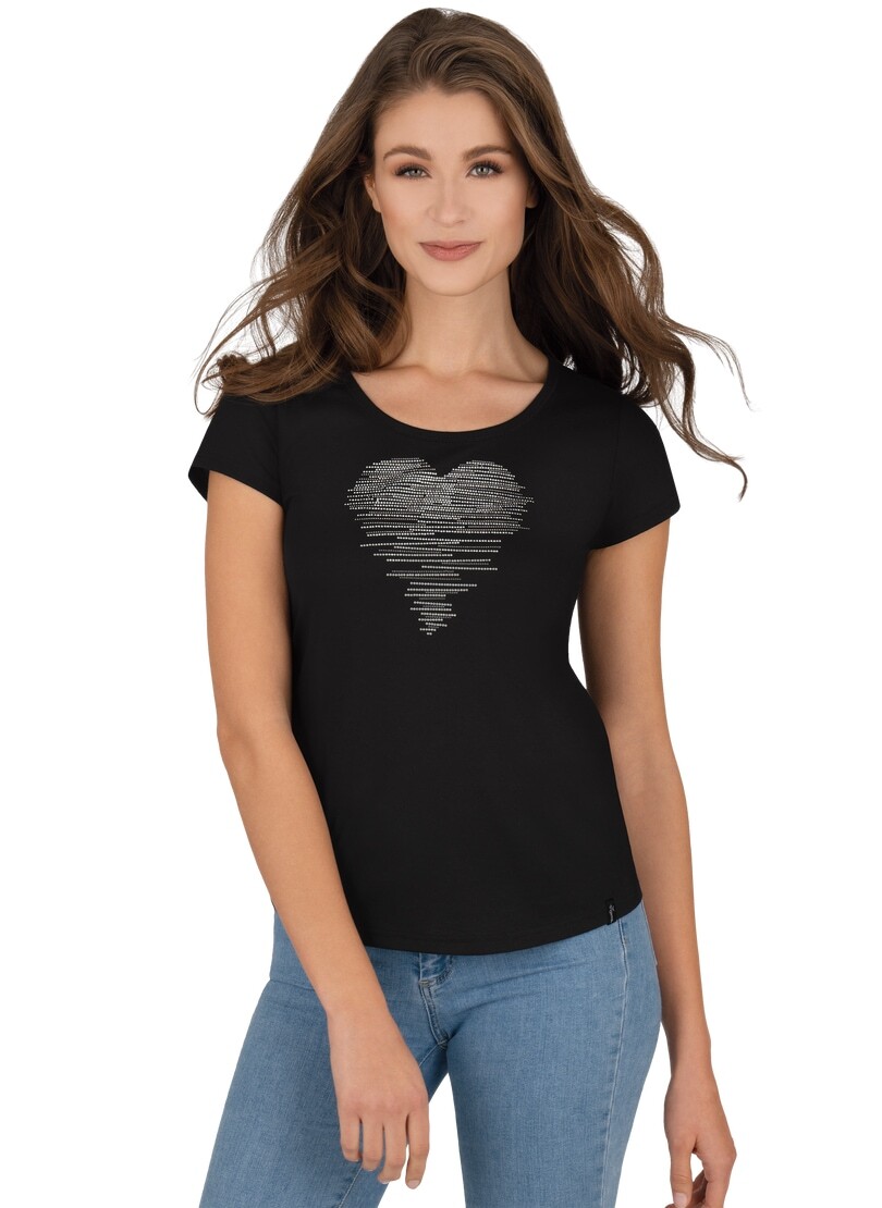 Trigema T-Shirt »TRIGEMA T-Shirt mit glitzerndem Herz-Motiv«, (1 tlg.) von Trigema