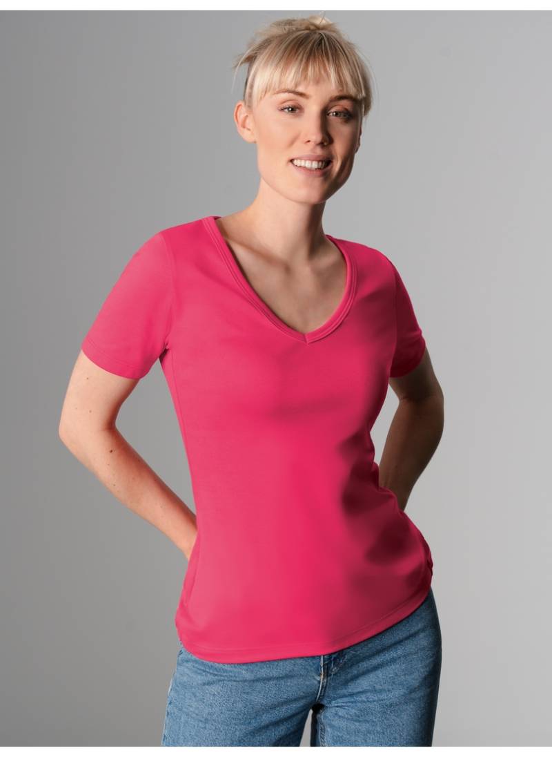 Trigema T-Shirt »TRIGEMA V-Shirt aus Baumwolle/Elastan«, (1 tlg.) von Trigema