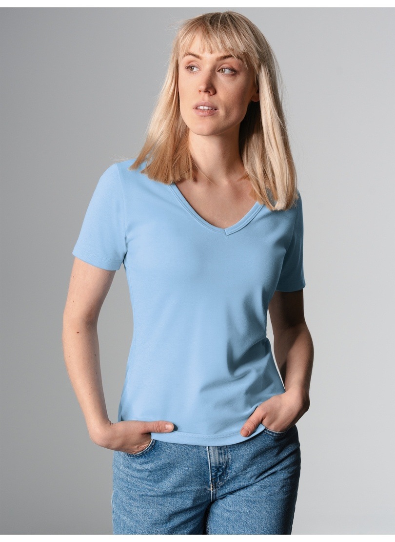 Trigema T-Shirt »TRIGEMA V-Shirt aus Baumwolle/Elastan«, (1 tlg.) von Trigema