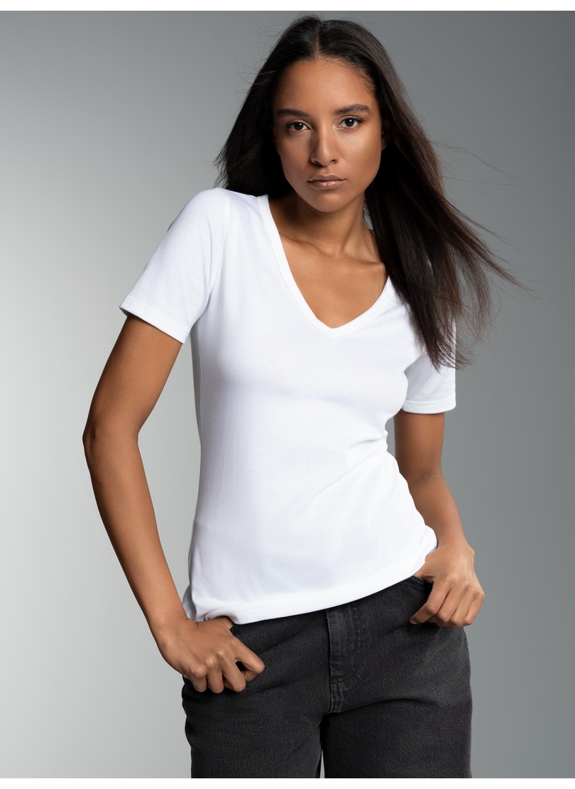 Trigema T-Shirt »TRIGEMA V-Shirt aus Baumwolle/Elastan«, (1 tlg.) von Trigema