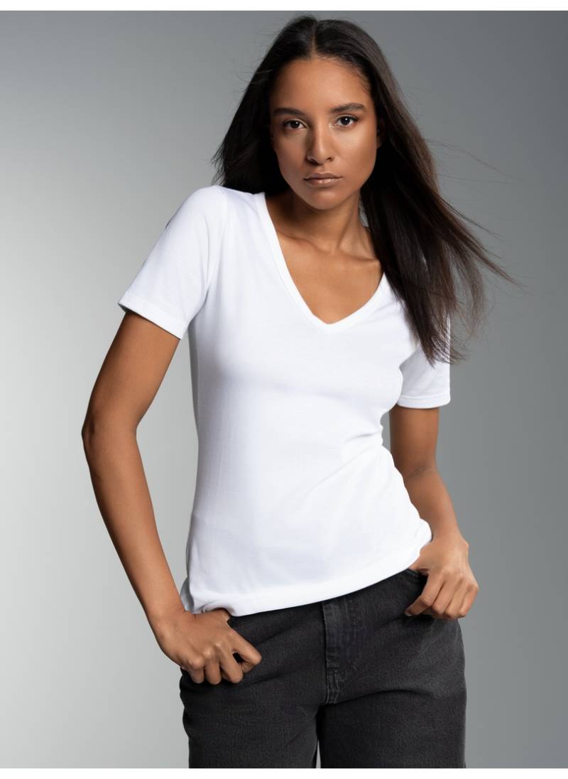 Trigema T-Shirt »TRIGEMA V-Shirt aus Baumwolle/Elastan«, (1 tlg.) von Trigema