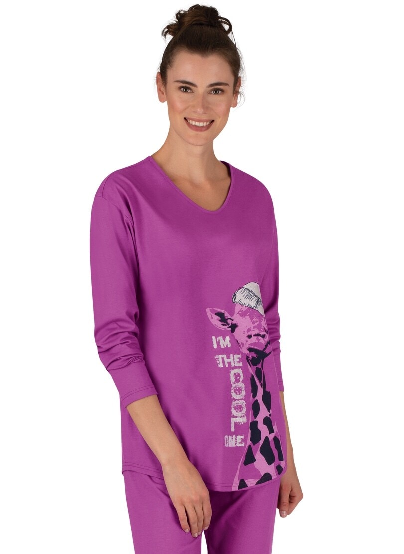 Trigema Schlafanzug »TRIGEMA Langarm Schlafshirt mit Giraffen-Motiv« von Trigema
