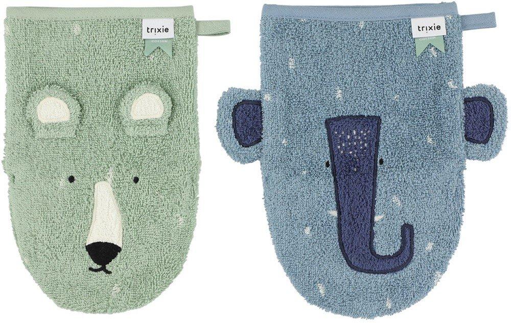 Waschhandschuh2-pack Mr. Polar Bear Mrs. Elephant Unisex von Trixie
