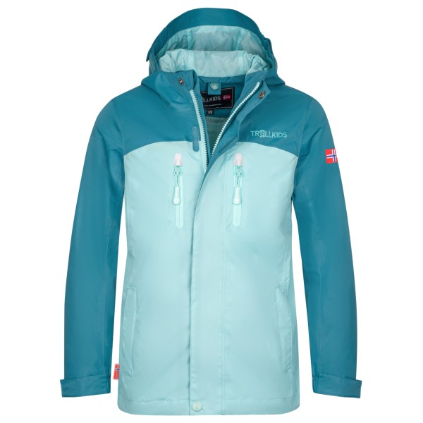 Trollkids - Girl's Nusfjord Jacket - Regenjacke Gr 128 türkis/blau von Trollkids