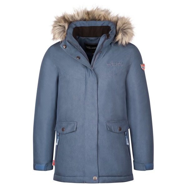 Trollkids - Girl's Oslo Coat XT - Mantel Gr 128 blau/grau von Trollkids