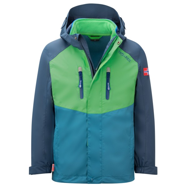Trollkids - Kid's Bryggen 3in1 Jacket - Doppeljacke Gr 104;110;116;128;140;152;164;176;92;98 blau;bunt;grün von Trollkids