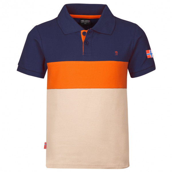 Trollkids - Kid's Eikefjord Polo - Polo-Shirt Gr 128 beige/blau von Trollkids